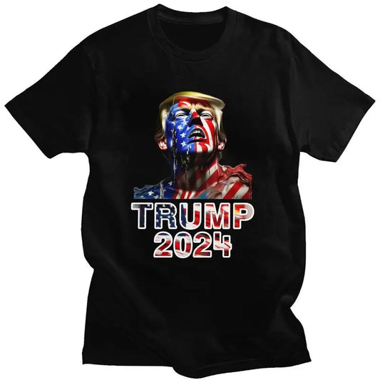 Trump 2024 MAGA T Shirt for Men Cotton Tshirt Stylish Tees Short Sleeve America Flag T-shirt Slim Fit Clothing Merch